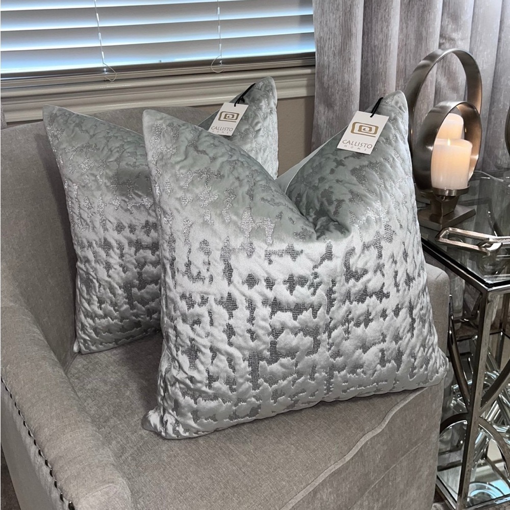 1-NWT CALLISTO HOME SILVER EMBROIDERED DECORATIVE PILLOWS (Read description) - Picture 11 of 12